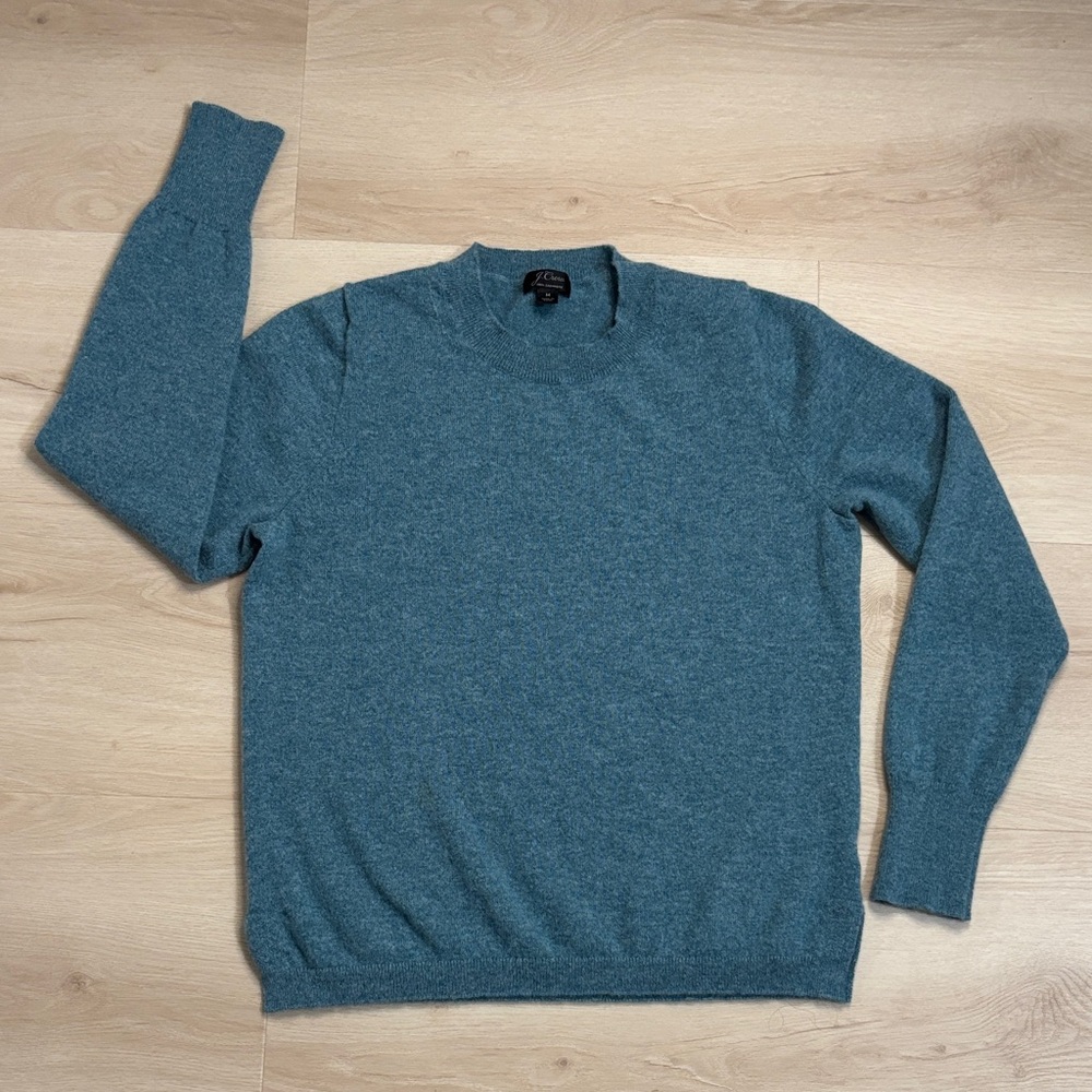 J. Crew women’s 100% cashmere Teal Crewneck Sweater size M  soft, luxurious chic